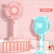 Load image into Gallery viewer, Handheld Mini Fan Portable Pocket Fan with Light USB Charging Fan Rechargable Cooling Fan Phone Holder for Home Outdoor Office