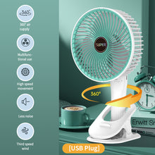 Load image into Gallery viewer, Portable Mini Hand Clip Fan USB Rechargeable Quiet Desktop Electric Fan High Quality Student Dormitory Small Cooling Fan