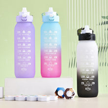 Load image into Gallery viewer, 1000ML Outdoor Large Capacity Scented Ring Sports Water Bottle Creative Gradient Tritan Straw Bottle With Handle Strap