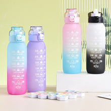 Load image into Gallery viewer, 1000ML Outdoor Large Capacity Scented Ring Sports Water Bottle Creative Gradient Tritan Straw Bottle With Handle Strap