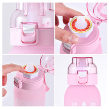 Load image into Gallery viewer, 1000ML Outdoor Large Capacity Scented Ring Sports Water Bottle Creative Gradient Tritan Straw Bottle With Handle Strap