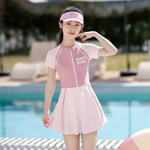Load image into Gallery viewer, Girls' Sports Style One-Piece Swimsuit With Anti-Emptied Boxers Professional Sun Protection Quick Drying Hot Spring Swimsuit