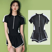 Load image into Gallery viewer, Professional One-Piece Swimsuit With Boxer Shorts Slim-Fit Sports Style Hot Spring Swimsuit With Zipper