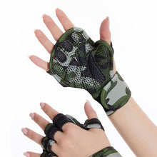 Load image into Gallery viewer, 1 Pair Sports Fitness Leather Breathable Gloves Outdoor Mountain Bike Half Finger Riding Silicone Shock-Proof Gloves