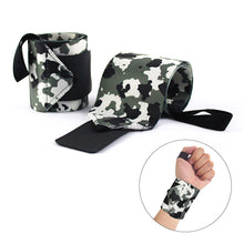 Load image into Gallery viewer, 1Pair Camo Nylon Wrap Pressure Wrist Strap Sports Fitness Hard Pull Adjustable Booster Strap