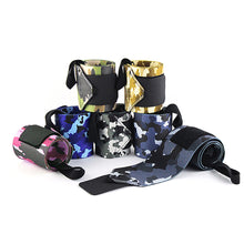 Load image into Gallery viewer, 1Pair Camo Nylon Wrap Pressure Wrist Strap Sports Fitness Hard Pull Adjustable Booster Strap