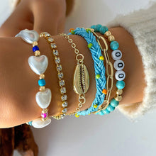 Load image into Gallery viewer, 1 Set Shell Bracelets Hand Woven Bracelet For Women Summer Beach Vacation Adjustable Wax Rope Chain Bracelet Jewelry Accessories Gift