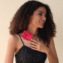 Load image into Gallery viewer, Fabric Floral Necklace Large Flower Choker Necklace for Women Romantic Fabric Collar Jewelry on Neck Accessories