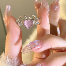 Load image into Gallery viewer, Pink Love Heart Rings for Women Opening Personality Thorn Finger Ring Fashion Sweet Girls Jewelry Wedding Party Accessories 2024