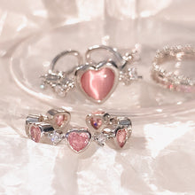Load image into Gallery viewer, Pink Love Heart Rings for Women Opening Personality Thorn Finger Ring Fashion Sweet Girls Jewelry Wedding Party Accessories 2024