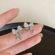 Load image into Gallery viewer, Bow Zircon Earrings Simple Temperamental Alloy Earrings Ear Studs Women Fashionable Jewelry Accessories Niche Design