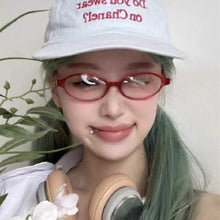 Load image into Gallery viewer, Oval Small Frame Glasses Anti Blue Light Glasses New Fashion Y2K Style Red Frame Fashion Transparent Glasses