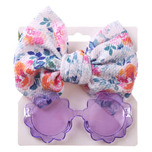 Load image into Gallery viewer, Children Sunglasses Headband Set Fashion Kids 2Pcs Cute UV-proof Glasses band Set Solid Color Hair Bows Girl Soft Nylon Children's Accessories