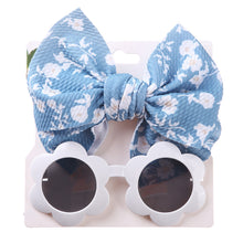 Load image into Gallery viewer, Children Sunglasses Headband Set Fashion Kids 2Pcs Cute UV-proof Glasses band Set Solid Color Hair Bows Girl Soft Nylon Children's Accessories