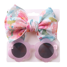 Load image into Gallery viewer, Children Sunglasses Headband Set Fashion Kids 2Pcs Cute UV-proof Glasses band Set Solid Color Hair Bows Girl Soft Nylon Children's Accessories