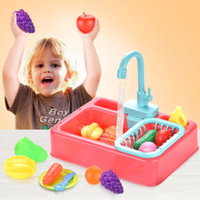 Load image into Gallery viewer, Kids Kitchen Sink Toys Simulation Electric Dishwasher Mini Kitchen Food Pretend Play House Toy Set Children Role Play Girl Toys
