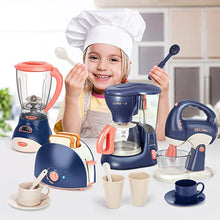 Load image into Gallery viewer, Mini Household Appliances Kitchen Toys, Pretend Play Set with Coffee Maker Blender Mixer and Toaster for Kids Boys Girls Gifts