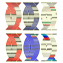 Load image into Gallery viewer, 16Pcs Motorcycle Wheel Sticker Reflective Rim Tape For Honda Kawasaki Motorbike Rim Tape Car Wheel Sticker Motorcycle Accessory 17"18"