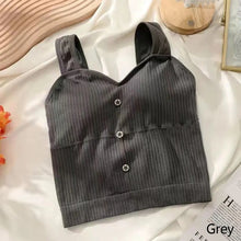 Load image into Gallery viewer, Sleeveless Cropped Tank Top Camisole Women Button Crop Tops Summer Sexy All-match Casual One-piece Cotton Underwear With Bra Pad