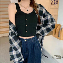 Load image into Gallery viewer, Sleeveless Cropped Tank Top Camisole Women Button Crop Tops Summer Sexy All-match Casual One-piece Cotton Underwear With Bra Pad