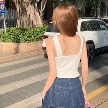 Load image into Gallery viewer, Sleeveless Cropped Tank Top Camisole Women Button Crop Tops Summer Sexy All-match Casual One-piece Cotton Underwear With Bra Pad