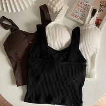 Load image into Gallery viewer, Sleeveless Cropped Tank Top Camisole Women Button Crop Tops Summer Sexy All-match Casual One-piece Cotton Underwear With Bra Pad