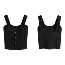 Load image into Gallery viewer, Sleeveless Cropped Tank Top Camisole Women Button Crop Tops Summer Sexy All-match Casual One-piece Cotton Underwear With Bra Pad