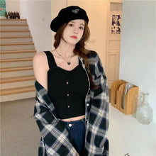 Load image into Gallery viewer, Sleeveless Cropped Tank Top Camisole Women Button Crop Tops Summer Sexy All-match Casual One-piece Cotton Underwear With Bra Pad