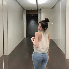 Load image into Gallery viewer, Halter Chiffon Sleeveless Style Top Chiffon Blouse Women Sexy Sweet Females Aesthetic Tank Top Korean Style