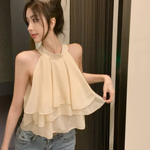 Load image into Gallery viewer, Halter Chiffon Sleeveless Style Top Chiffon Blouse Women Sexy Sweet Females Aesthetic Tank Top Korean Style