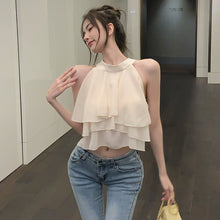 Load image into Gallery viewer, Halter Chiffon Sleeveless Style Top Chiffon Blouse Women Sexy Sweet Females Aesthetic Tank Top Korean Style