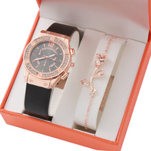 Load image into Gallery viewer, Watches Set Rhinestone Women Fashion Elegant Wristwatch Quartz Watch For Girl Ladies Clock Relogio Feminino Casual Small Dial Quartz Fashion Steel Strip Watch