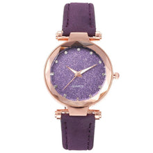 Load image into Gallery viewer, Watch Round Face Rhinestone Starry Sky Watch For Women Leisure Fashion Trend Leather Strap Frosted Belt Vintage Black Quartz Wristwatch