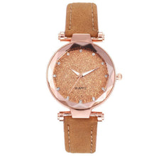 Load image into Gallery viewer, Watch Round Face Rhinestone Starry Sky Watch For Women Leisure Fashion Trend Leather Strap Frosted Belt Vintage Black Quartz Wristwatch