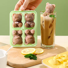 Load image into Gallery viewer, 4Grid Silicone Mold 3D Bear Shape Ice Cube Maker Chocolate Mould Candy Dough Mold For Coffee Milk Tea Whiskey Household Ice Mold