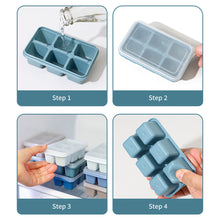 Load image into Gallery viewer, 6 Grid Reusable Ice Cube Molds Easy To Take Off Ice Tray Refrigerator Icebox for Summer Juice Drinks Wine Cocktails Whiskey