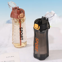 Load image into Gallery viewer, 750ml Sports Water Bottle Outdoor Water Bottle with Straw Plastic Portable Water Cup Dinkware Camping Bike Bottle Student Supplies