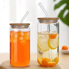 Load image into Gallery viewer, 550ml/350ml Glass Cup With Lid and Straw Transparent Bubble Tea Cup Juice Glass Beer Can Milk Mocha Cups Breakfast Mug Drinkware