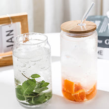 Load image into Gallery viewer, 550ml/350ml Glass Cup With Lid and Straw Transparent Bubble Tea Cup Juice Glass Beer Can Milk Mocha Cups Breakfast Mug Drinkware