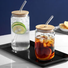 Load image into Gallery viewer, 550ml/350ml Glass Cup With Lid and Straw Transparent Bubble Tea Cup Juice Glass Beer Can Milk Mocha Cups Breakfast Mug Drinkware