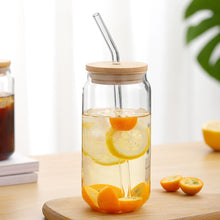 Load image into Gallery viewer, 550ml/350ml Glass Cup With Lid and Straw Transparent Bubble Tea Cup Juice Glass Beer Can Milk Mocha Cups Breakfast Mug Drinkware