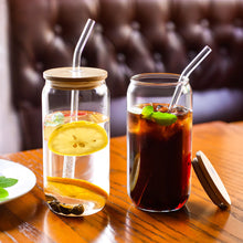 Load image into Gallery viewer, 550ml/350ml Glass Cup With Lid and Straw Transparent Bubble Tea Cup Juice Glass Beer Can Milk Mocha Cups Breakfast Mug Drinkware