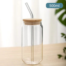 Load image into Gallery viewer, 550ml/350ml Glass Cup With Lid and Straw Transparent Bubble Tea Cup Juice Glass Beer Can Milk Mocha Cups Breakfast Mug Drinkware