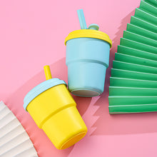 Load image into Gallery viewer, 380ml Portable Kids Water Bottle Sippy Cup Creative Cartoon with Straws Leakproof Water Bottles Outdoor Children's Cups