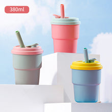 Load image into Gallery viewer, 380ml Portable Kids Water Bottle Sippy Cup Creative Cartoon with Straws Leakproof Water Bottles Outdoor Children's Cups