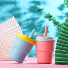 Load image into Gallery viewer, 380ml Portable Kids Water Bottle Sippy Cup Creative Cartoon with Straws Leakproof Water Bottles Outdoor Children's Cups