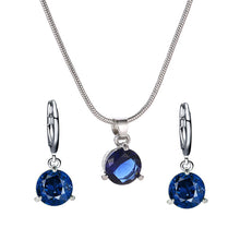 Load image into Gallery viewer, Luxury Round Multicolor Zircon Pendant Necklace Earrings Set for women Fashion Party Wedding accessories Gift Jewelry set