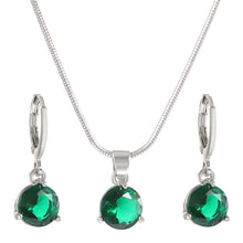 Load image into Gallery viewer, Luxury Round Multicolor Zircon Pendant Necklace Earrings Set for women Fashion Party Wedding accessories Gift Jewelry set