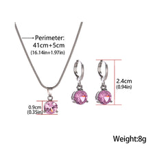 Load image into Gallery viewer, Luxury Round Multicolor Zircon Pendant Necklace Earrings Set for women Fashion Party Wedding accessories Gift Jewelry set