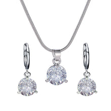 Load image into Gallery viewer, Luxury Round Multicolor Zircon Pendant Necklace Earrings Set for women Fashion Party Wedding accessories Gift Jewelry set